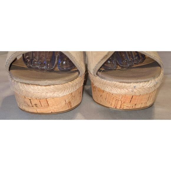 Franco Sarto L-Taylor Womens Tan Slip On Open Toe Cork Wedge Sandals Size 10M - Picture 4 of 9